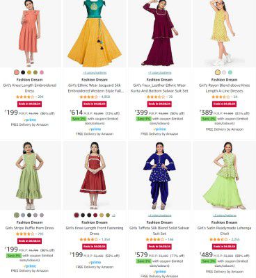 Fashion Dream Girls' Clothing upto 96% off starting From Rs.199