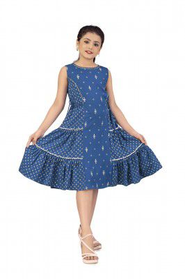 Fashion Dream Girl’s Crepe Foil Print Knee Length Dress
