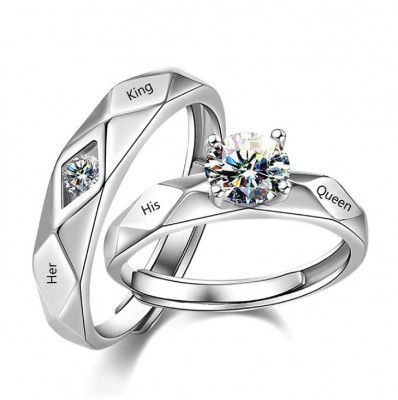 Fashion Frill Delicate Crystal Silver Plated Heart Design Adjustable Ring 