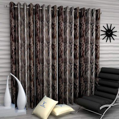 Fashion String 4 Pieces Door Curtain Set, 7 Feet Long, Brown, Adjustable