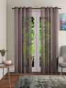 Fashion StringBrown 2 Pieces Geometric Sheer Door Curtains...