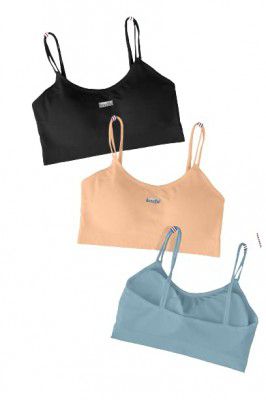 Gurukrupa International®, Fashionable Cotton Padded Wire Free Sports Bra Fitness Yoga, Gymwear and Dailywear Free Size (Pack of 3), Size (28-32).