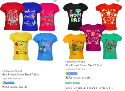 Fashionate World Kids T Shirts Starts ₹373