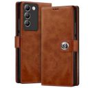 Fashionury Flip Back Cover for Vivo Y200e 5G / Vivo T3 5G | Genuine Leather | Designer Button | Inbuilt Pockets & Stand | Flip Cover Back for Vivo Y200e 5G / Vivo T3 5G (Brown)...