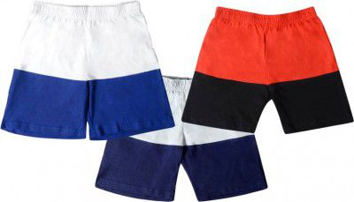 Fasla Short For Boys Casual Solid Cotton Blend (Multicolor, Pack of 3)