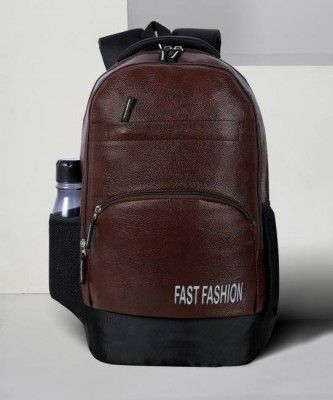 Fast Fashion  Medium 30 L Laptop Backpack ANTI THEFT FAUX LEATHER  (Brown)