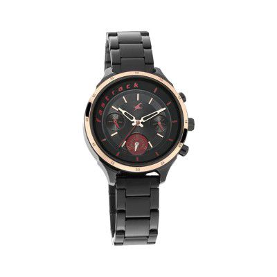 Fastrack All Nighters Quartz Analog Black Dial Stainless Steel Strap Watch for Girls-NP6186KM01