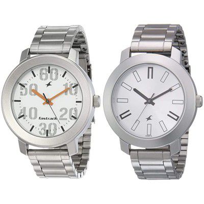 Fastrack Analog Men White Dial & Silver Dial (NK3121SM01 + NK3120SM01)