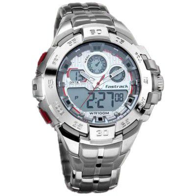Fastrack Mean Machines Analog-Digital White Dial Mens Watch-NN38054PM01