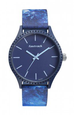 Fastrack Mens Tie & Dye Quartz Analog Blue Dial Silicone Strap Watch for Guys-NS38061PP09