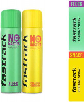Fastrack No Nasties Perfume Spray - Fleek & Snacc Deodorant Spray - For Men & Women (270 ml, Pack of 2)