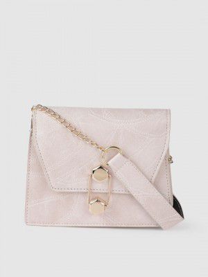 Fastrack Pink Textured PU Structured Sling Bag
