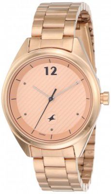 Fastrack Quartz Analog Rose Gold Dial Stainless Steel Strap Watch for Girls-NS6215WM01