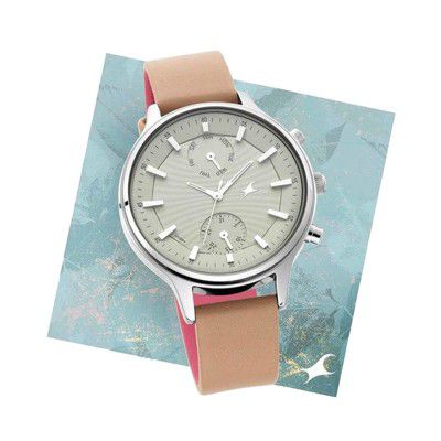 Fastrack Ruffles Analog Beige Dial Womens Watch-NN6208SL02