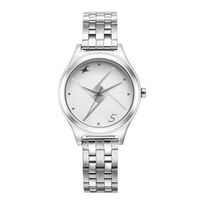 Fastrack Silver Dial Analog Metal Watch for Women - 6152Sm08