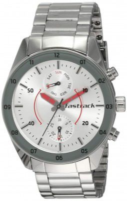 Fastrack Space Analog Silver Dial Mens Watch-NN3201SM01