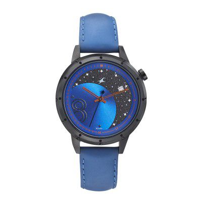 Fastrack Space Rover Quartz Analog with Date Black Dial Leather Strap Watch for Girls-NP6194NL01