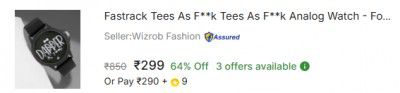 Fastrack Tees As F**k Analog Watch - For Men 38024pp32