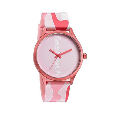 Fastrack Topicals Quartz Analog Pink Dial Silicone Strap Unisex Watch-68031AP07