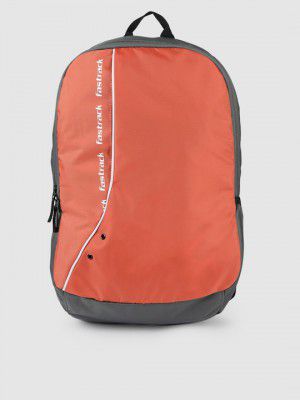 Fastrack Unisex Orange Brand Logo Printed Backpack