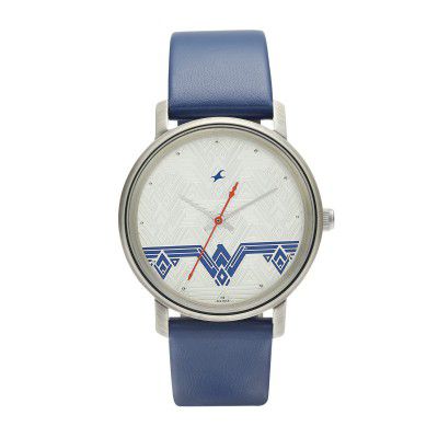 Fastrack Wonder Woman Quartz Analog Silver Dial Leather Strap Watch for Girls-6244QL01
