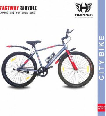 Fastway Bicycle HOPPER JETPRO 26T GREY, WITH 90% ASSEMBLED 26 T Road Cycle  (Single Speed, Grey, Rigid)