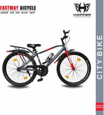 Fastway Bicycle HOPPER JETPRO IBC 26T , WITH 90% ASSEMBLED 26 T(") Road Cycle  (Single Speed, Grey, Rigid)
