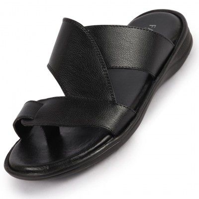 FAUSTO Men's Daily Indoor Outdoor Multi Strap Toe Ring Slip On Slipper