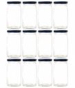 Favola 300 ML (250 Gram) square base glass jar and container with rust-proof air-tight lid - (Pack of 12 pcs)...