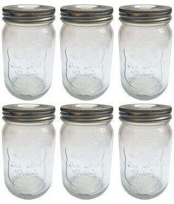 Favola Round Mason Jar Leak Proof Lid 300ml Capacity set of 6 