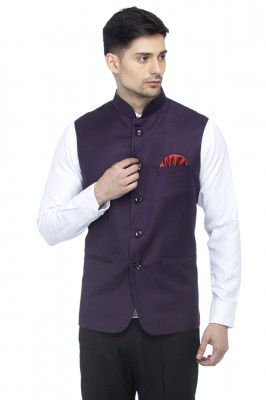 FAVOROSKI Men's Slim Fit Sleeveless Mandarin Collar Ethnic Bandhgala Waistcoat