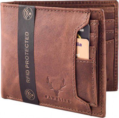 FAWNLINK Men Brown Genuine Leather RFID Wallet