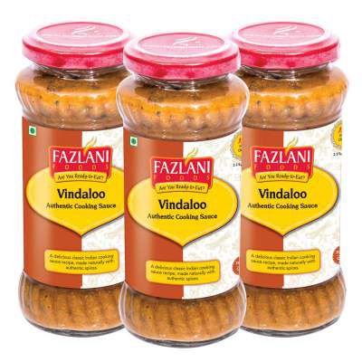 FAZLANI FOODS Ready to Eat Vindaloo Sauce,-Pack of 3, 285gm Each