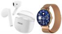 FCUK New Tide 1.39" Round Display Bluetooth Calling Rose Gold Smartwatch with Kicks True Wireless White Earbuds...