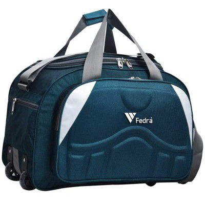 FEDRA Epoch Nylon 55 liters Waterproof Strolley Duffle Bag- 2 Wheels - Luggage Bag - (Green White)