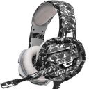 FEIYING Camouflage Grey Gaming Headset 3.5mm Wired Gaming Headphone with Adjustable Noise Canceling Mic, LED Light and Memory Earmuffs for PS4, PC,Gamecube (Adapter Not Included)...