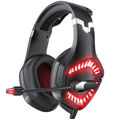 FEIYING Gaming Headset 7.1 Surround Sound Stereo, Adjustable Bass and Noise Canceling Mic, Breathable Leatherette, Memory Foam, Compatible with PC, PS4, Laptop