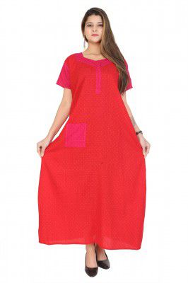 FEMIMODE Womens Cotton Floral Maxi Nighty