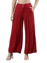 Femmora Comfortable Fit Flared Leg Pleated Palazzo, Soft and Lightweight Rayon Fabric with Front Zip Button Closure and 2 Side Pockets...