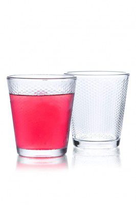 Femora Frabjous Clear Glass Diamond Checkers Whisky Glass, Juice Glass, Glasses Set of 6 - 300ML