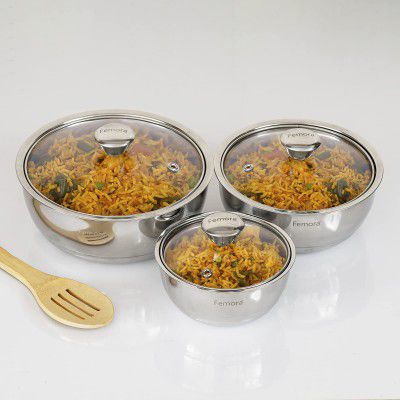 Femora Stainless Steel Double Wall Insulated Curry Server Bowl 