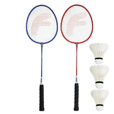 FEROC Fighter Aluminum Badminton Racquet Set of 2 with- 3 Pieces Feather SHUTTLES Badminton kit