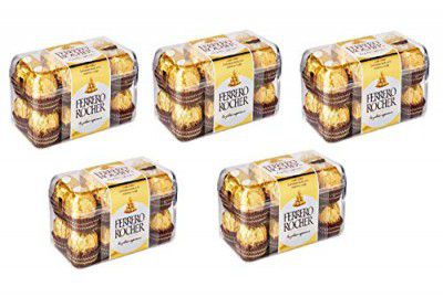 Ferrero Rocher 16 Pieces (Pack Of 5) - Hazelnut, Chocolate, 360 Gram