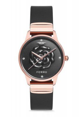 Ferro Analog Crystals Round Dial Women's Watch with mesh and Bracelet Straps