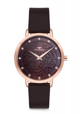 Ferro Aversa Analog Round Dial Women's Watch with Textured Dial