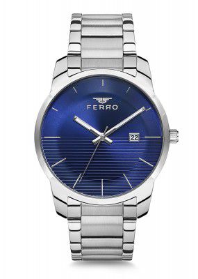 Ferro Lucca Analog Black Round Dial Men's Watch with Date Function & Bracelet Strap