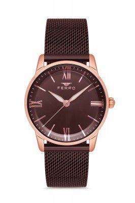 Ferro Lucca Analog Brown Round Dial Womens Watch