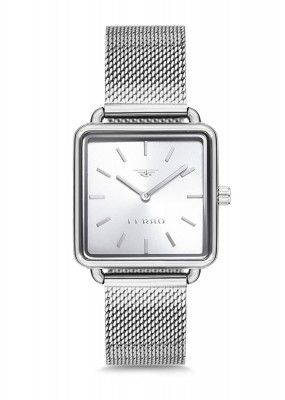 Ferro Lucca Rose Gold, Mesh Strap, Analog Square Dial Watch