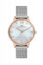 Ferro Pisa Analog Crystals MOP (Mother of Pearl) Round Dial Women's Watch with Mesh Strap...