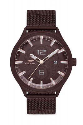 Ferro Round Dial Mens Analog Watch with Date Function